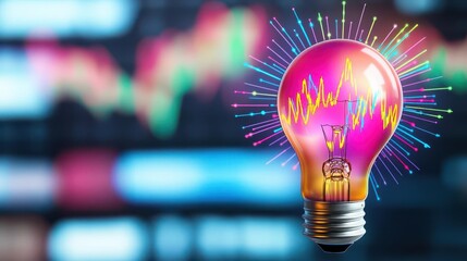 Fototapete - A glowing lightbulb with vibrant