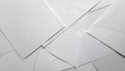 Poster - abstract composition of overlapping white textured paper sheets with sharp geometric lines, perfect for minimalistic design background