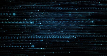 Wall Mural - image of blue light spots moving on black background