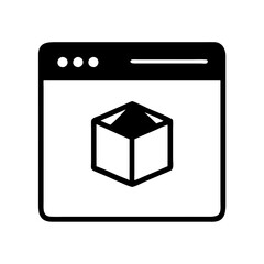 3D Box in Browser Window Vector for Web Design and Application Development