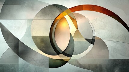 Wall Mural - a stylish background with gentle overlapping shapes in muted gray and dusty silver.