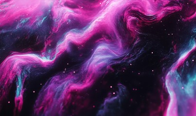 Wall Mural - vibrant galactic nebula with swirling pink, purple, and blue gases, glowing stars scattered througho