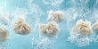 © Svitlana - Floating frozen dumplings with frost and steam on a sky blue background