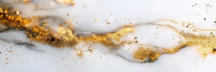 Aufkleber - Elegant luxury with golden accents on white marble creating a refined minimalist aesthetic for upscale decor