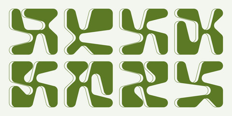 Wall Mural - collection of abstract organic shapes with fluid, modern, and geometric design. design featuring dif