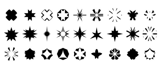 Wall Mural - abstract geometric shapes collection - black vector symbols - starburst and decorative elements - bl