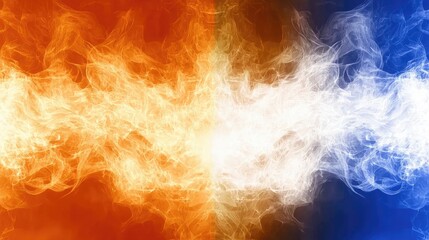 Wall Mural - fire and ice collide, abstract background, energy clash