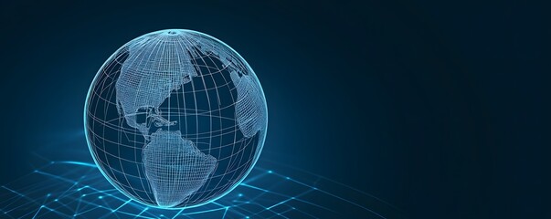 Wall Mural - a glowing digital representation of the earths globe