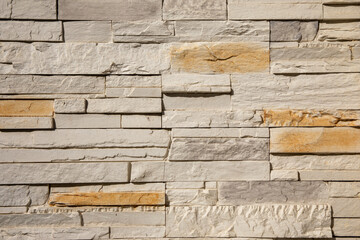 Wall Mural - facade stones brown lines wall background of brick horizontal stone grey wallpaper