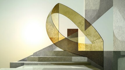 Wall Mural - an elegant geometric composition with soft silver gradients and subtle texture.