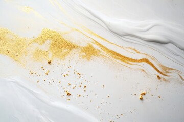 Aufkleber - Luxury white marble surface accented with golden dust showcases premium minimalist aesthetics and elegance in interior design