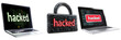 © MonkaLemonka - choice of hacked icons: lock and two laptops with hacked sign