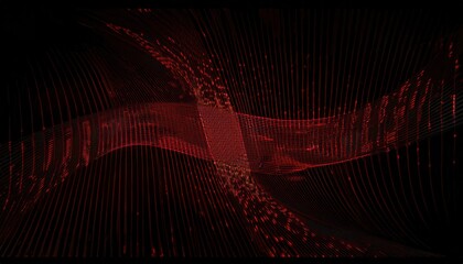 Poster - long exposure abstract red light trail pattern with glowing arcs and grid lines against dark background, ideal for technology or futuristic design concepts

