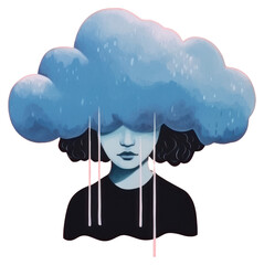 Wall Mural - png silhouette shape of a woman with cloud raining art adult advertisement.