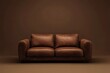 © MrHamster - A comfortable brown leather loveseat sits against a monochromatic backdrop