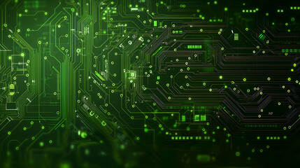 Green Circuit Board Abstract Digital Technology Background Represents Electronic Network Data and System