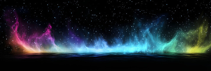 Wall Mural - an eye-catching photo showing the northern lights (aurora borealis) dancing in the starry night wide