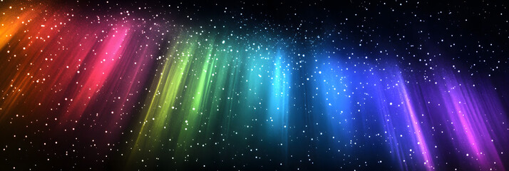 Wall Mural - an eye-catching photo showing the northern lights (aurora borealis) dancing in the starry night wide