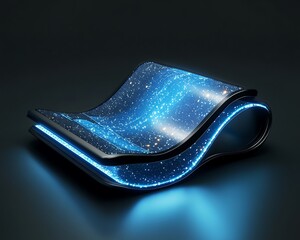 Wall Mural - a futuristic flexible technology device displaying a luminous screen