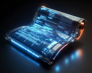 Wall Mural - futuristic flexible digital display showcasing projected data and technology