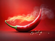 © CaptureCollabStudios - Red chili pepper with smoke and spices on a vibrant backdrop
