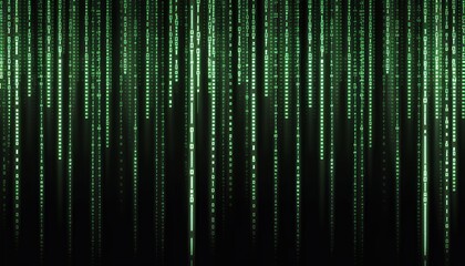 Abstract Green Digital Code Streaming Background Matrix Style Binary Data