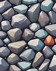 Fototapete - a stone wall with various colors and sizes. It has a mosaic or irregular pattern