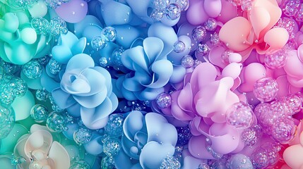 Canvas Print - Pastel floral abstract background, bubbly texture, design element