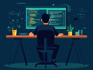 Programmer coding late at night. (1)