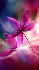 Canvas Print - Purple flowers glowing, abstract background, nature, digital art, phone wallpaper