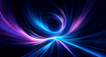 Poster - Swirling blue and purple light trails create a dynamic vortex effect against a dark backdrop, evoking energy and futuristic motion in an abstract design.