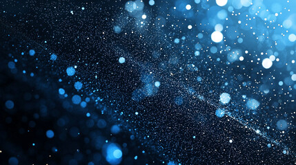 Abstract blue sparkle background with glowing lights and bokeh effect dark night shiny magic design