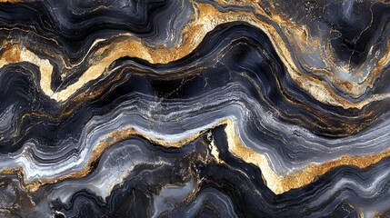 Fototapete - Mesmerizing abstract marble texture with captivating golden swirls and fluid dynamic movement  Intricate layered pattern with a luxurious high end aesthetic  Suitable for premium exclusive designs