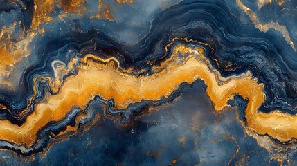 Leinwandbilder - Mesmerizing abstract mineral texture with vibrant swirling patterns of copper bronze and gold accents on a dynamic blue and orange background