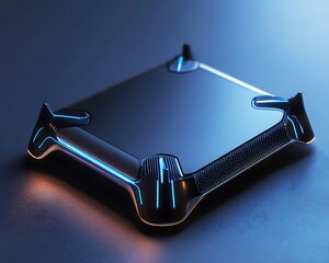 Wall Mural - a futuristic sleek design of a device with glowing blue lights