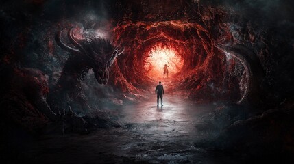 Wall Mural - exploring eye-level dark realms a surreal digital journey through dimensions