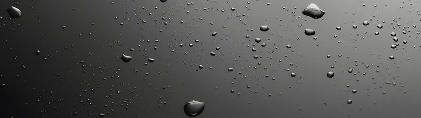 Fototapete - Tranquil Droplets Serene Monochrome Backdrop of Rainy Surface  A image showcasing the beauty of water droplets on a dark gloomy background creating a reflective contemplative mood