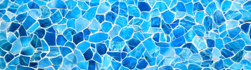 Fototapete - Vibrant Blue Mosaic Tile Texture with Elegant Geometric Pattern for Luxury Spa and Bathroom Design  Decorative Background with Repeating Polygonal Shapes in Shades of Aqua Turquoise