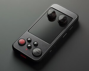 Wall Mural - a sleek black handheld gaming console with control buttons and joysticks