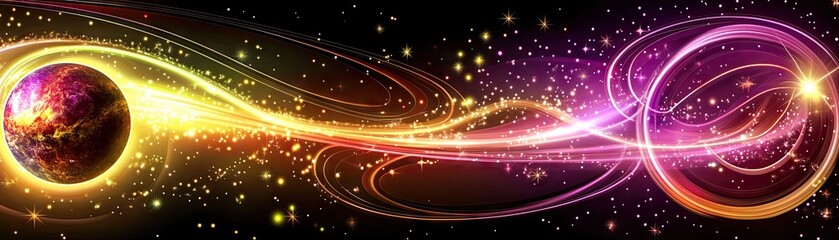 Wall Mural - planet energy cosmic stream; background stars; website header