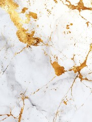 Poster - Luxurious white marble texture adorned with golden accents and subtle dust for premium minimalist decor