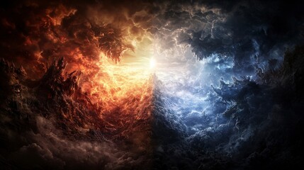 Aufkleber - Heaven and earth battle the clash of dimensions abstract art surreal environment dramatic viewpoint