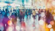 © LeilaT - Defocused abstract background capturing the vibrant energy of a Shinkansen station, blending diverse travelers in a moment of serene chaos.
