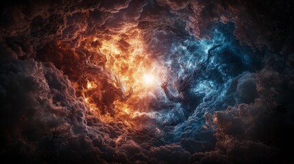 Aufkleber - Celestial clash of elements ethereal skies digital art cosmic environment dramatic viewpoint energy concept