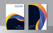 © CE Creator - Modern cover design template with A4 size. blue and orange color wave shape Book covers, brochure, posters concept in modern minimal style for branding, social media advertising, promo, annual report,