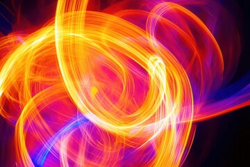 Poster - Bright neon colors create a dynamic abstract backdrop filled with explosive light patterns and movement Generative AI