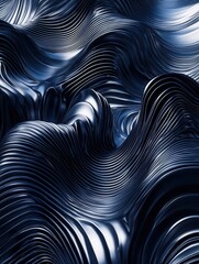 Poster - Dynamic 3D background features layered wave like structures in navy and silver tones for political discourse design Generative AI