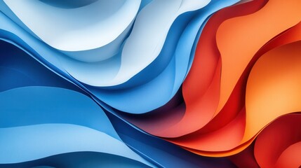Poster - Dynamic layered waves in gradient tones representing global political changes with soft shadows and golden ratio composition Generative AI