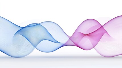 Wall Mural - Abstract blue and pink waves flow on white background; design element