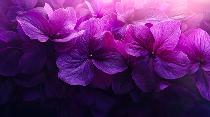Aufkleber - Purple hydrangea blooms create a vibrant display in a garden setting during early summer